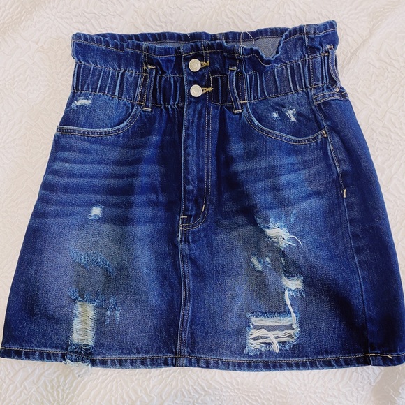 Paperbag denim mini skirt - Picture 2 of 4
